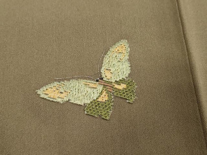 平和屋着物●色留訪問着　総刺繍　舞蝶文　金糸　正絹　逸品　DABI2802ud