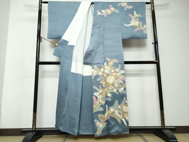 平和屋着物●訪問着　草花文　金彩　正絹　逸品　DABI2806ud