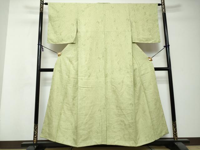 平和屋着物●上質な色無地　辻が花地紋　若菜色　正絹　逸品　未使用　DABI2807ud