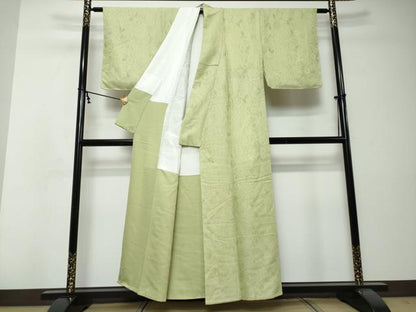 平和屋着物●上質な色無地　辻が花地紋　若菜色　正絹　逸品　未使用　DABI2807ud