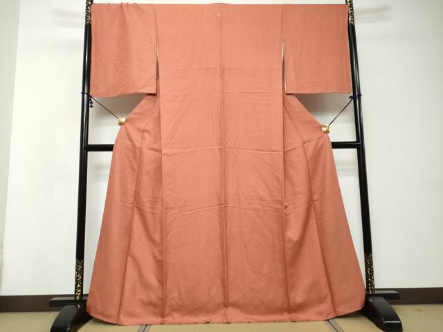 平和屋着物●伝統工芸師　服部光擴　江戸小紋　万筋　今様色×灰黄緑色　正絹　逸品　DABI2810ud
