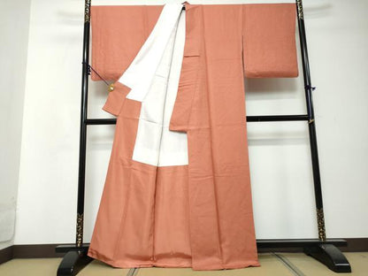 平和屋着物●伝統工芸師　服部光擴　江戸小紋　万筋　今様色×灰黄緑色　正絹　逸品　DABI2810ud
