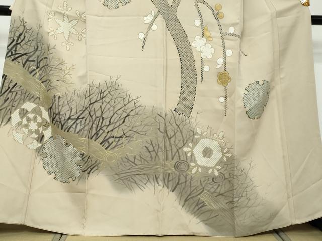 平和屋着物●訪問着　鹿の子枝梅文　金彩　正絹　逸品　DABI2813ud