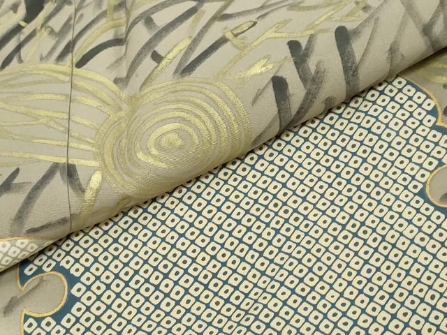 平和屋着物●訪問着　鹿の子枝梅文　金彩　正絹　逸品　DABI2813ud