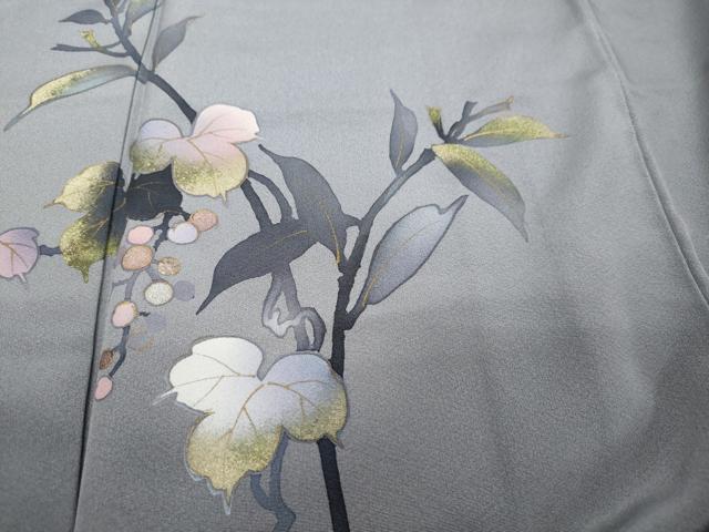 平和屋着物●訪問着　葡萄蔦の葉文　金銀彩　正絹　逸品　DABI2815ud