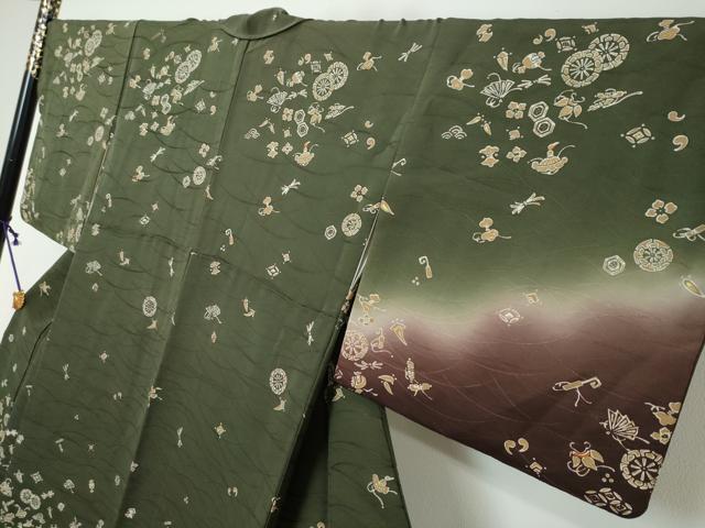 平和屋着物●訪問着　宝尽くし文　暈し染め　金彩　正絹　逸品　DABI2816ud