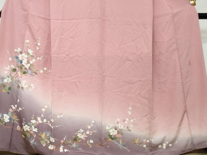 平和屋着物●訪問着　友禅　作家物　枝花文　暈し染め　正絹　逸品　DABI2817ud