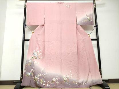 平和屋着物●訪問着　友禅　作家物　枝花文　暈し染め　正絹　逸品　DABI2817ud