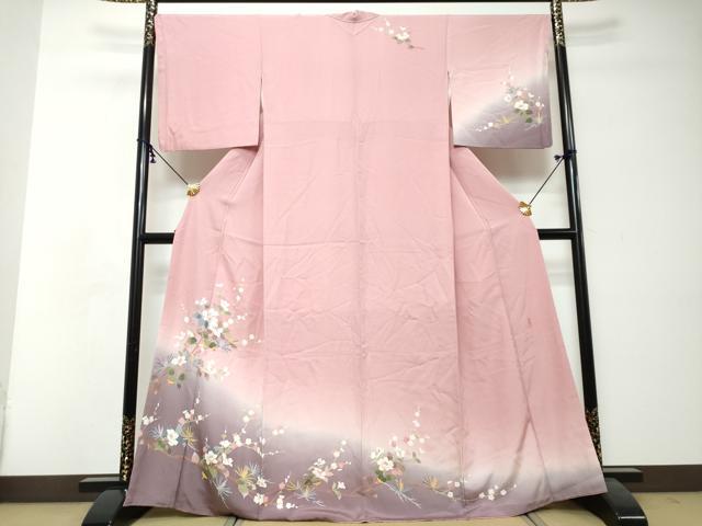 平和屋着物●訪問着　友禅　作家物　枝花文　暈し染め　正絹　逸品　DABI2817ud