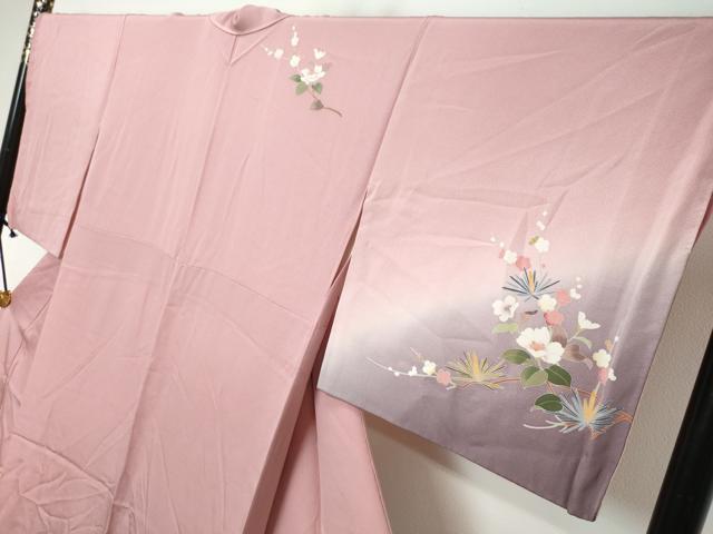 平和屋着物●訪問着　友禅　作家物　枝花文　暈し染め　正絹　逸品　DABI2817ud