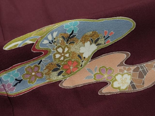 平和屋着物●訪問着　駒刺繍　エ霞草花文　金彩　正絹　逸品　DABI2818ud