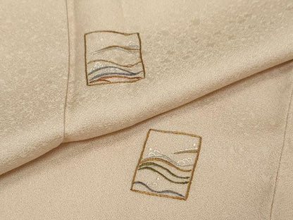 平和屋着物●訪問着　総刺繍　色紙立波文　ゑり善扱い　正絹　逸品　DABI2819ud