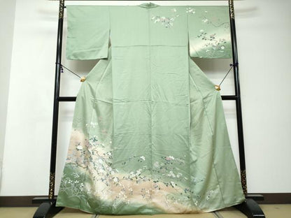 平和屋着物●訪問着　枝花文　暈し染め　正絹　逸品　DABI2821ud