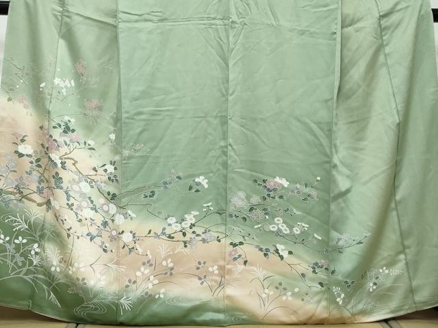 平和屋着物●訪問着　枝花文　暈し染め　正絹　逸品　DABI2821ud