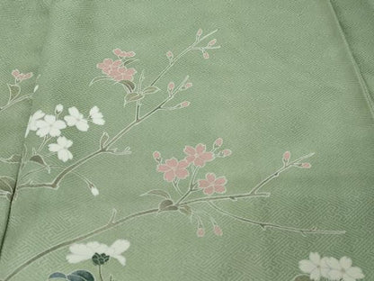 平和屋着物●訪問着　枝花文　暈し染め　正絹　逸品　DABI2821ud