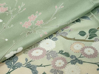 平和屋着物●訪問着　枝花文　暈し染め　正絹　逸品　DABI2821ud