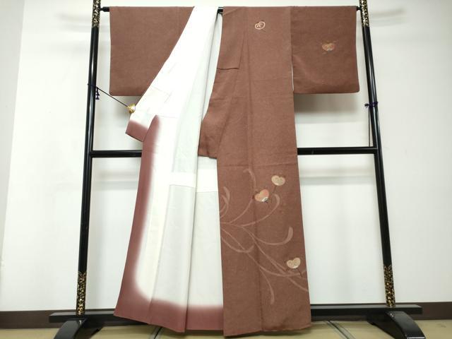 平和屋着物●訪問着　刺繍　橘　金糸　正絹　逸品　DABI2823ud
