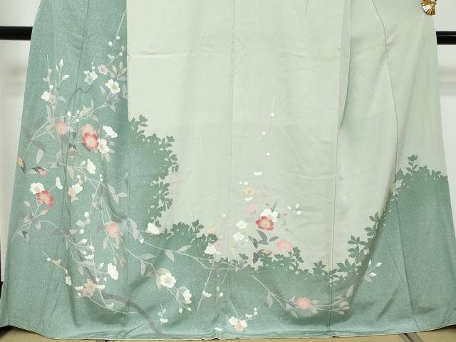 平和屋着物●訪問着　友禅　枝花文　シルエット　正絹　逸品　DABI2824ud