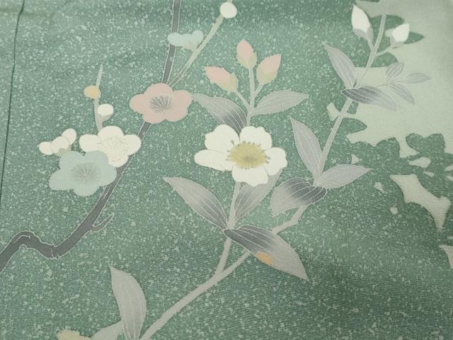 平和屋着物●訪問着　友禅　枝花文　シルエット　正絹　逸品　DABI2824ud
