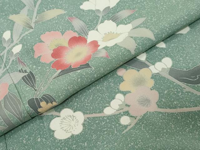 平和屋着物●訪問着　友禅　枝花文　シルエット　正絹　逸品　DABI2824ud