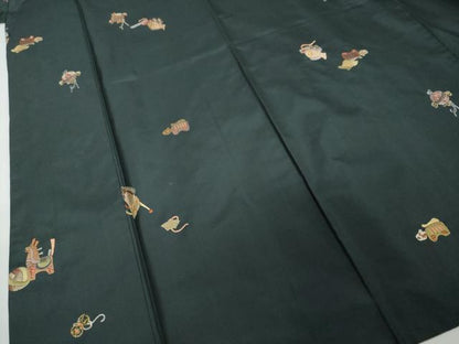 平和屋着物●本場縞大島紬　総刺繍　玩具文　金糸　正絹　逸品　DABI2826ud