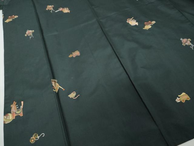 平和屋着物●本場縞大島紬　総刺繍　玩具文　金糸　正絹　逸品　DABI2826ud