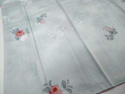 平和屋着物●上質な小紋　地紋起こし　切嵌草花文　正絹　逸品　DABI2829ud