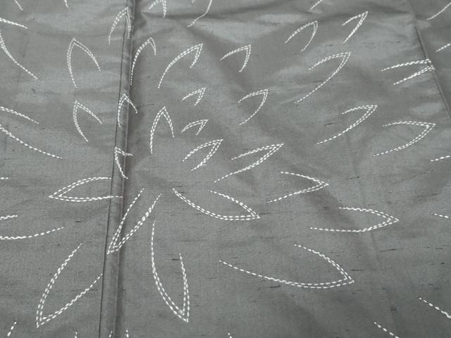 平和屋着物●訪問着　紬地　刺し子　総刺繍　乱菊　カラー胴裏：鉛色　正絹　逸品　DABI2835ud