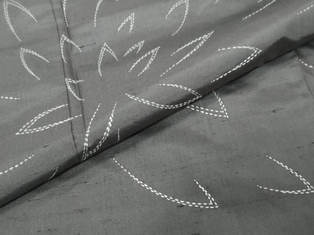 平和屋着物●訪問着　紬地　刺し子　総刺繍　乱菊　カラー胴裏：鉛色　正絹　逸品　DABI2835ud