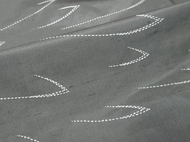 平和屋着物●訪問着　紬地　刺し子　総刺繍　乱菊　カラー胴裏：鉛色　正絹　逸品　DABI2835ud