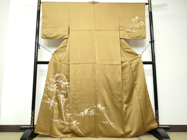 平和屋着物●訪問着　草花文　金彩　正絹　逸品　DABI2838ud