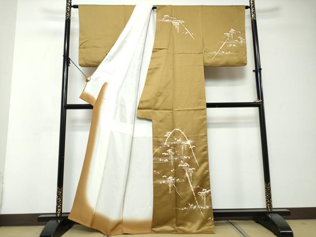 平和屋着物●訪問着　草花文　金彩　正絹　逸品　DABI2838ud