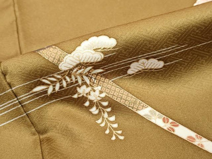 平和屋着物●訪問着　草花文　金彩　正絹　逸品　DABI2838ud