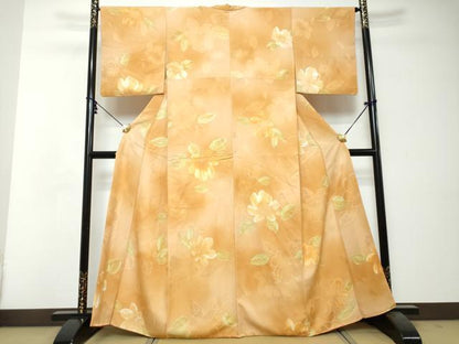平和屋着物●上質な小紋　地紋起こし　草花文　暈し染め　正絹　逸品　DABI2840ud