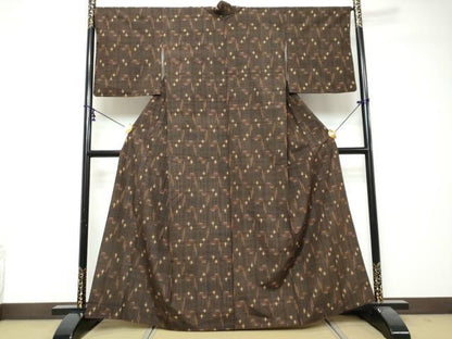 平和屋着物●上質な紬　絣文様　正絹　逸品　DABI2844ud