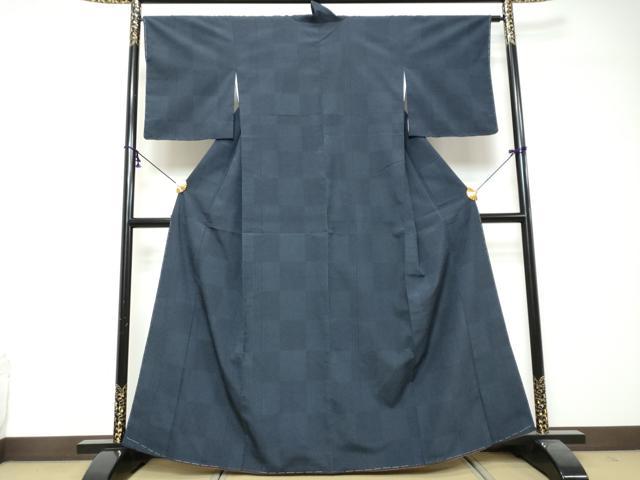 平和屋着物●本塩沢　110亀甲　変わり格子文　正絹　逸品　未使用　DABI2845ud
