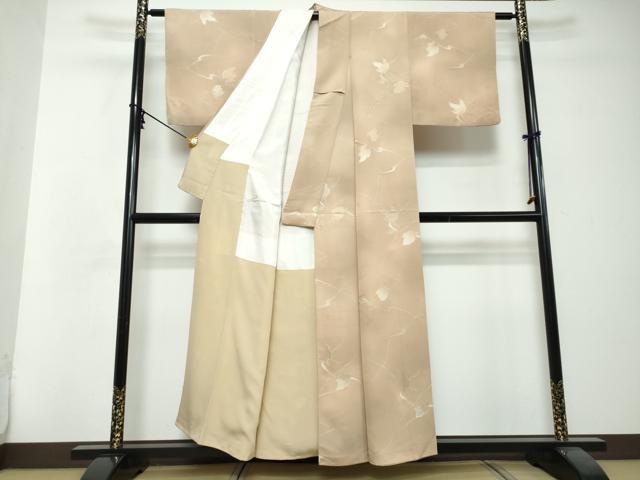 平和屋着物●上質な小紋　地紋起こし　枝葉文　正絹　逸品　DABI2853ud
