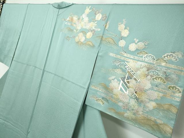 平和屋着物●訪問着　流水風景草花文　金彩　正絹　逸品　DABI2854ud