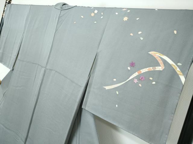 平和屋着物●西陣　京の名門　じゅらく謹製　帝王紫　訪問着　刺繍　花籠文　金彩　正絹　逸品　DABI2855ud