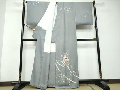 平和屋着物●西陣　京の名門　じゅらく謹製　帝王紫　訪問着　刺繍　花籠文　金彩　正絹　逸品　DABI2855ud