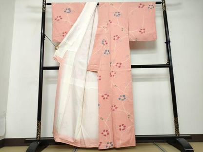 平和屋着物●上質な小紋　総絞り　枝花文　正絹　逸品　未使用　DABI2859ud