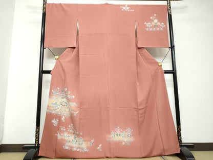 平和屋着物●訪問着　駒刺繍　更紗花文　暈し染め　正絹　逸品　DABI2860ud