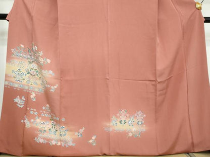 平和屋着物●訪問着　駒刺繍　更紗花文　暈し染め　正絹　逸品　DABI2860ud