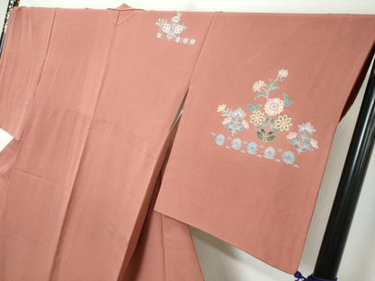 平和屋着物●訪問着　駒刺繍　更紗花文　暈し染め　正絹　逸品　DABI2860ud