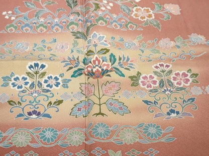 平和屋着物●訪問着　駒刺繍　更紗花文　暈し染め　正絹　逸品　DABI2860ud