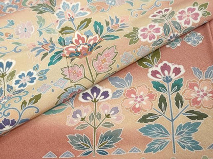 平和屋着物●訪問着　駒刺繍　更紗花文　暈し染め　正絹　逸品　DABI2860ud
