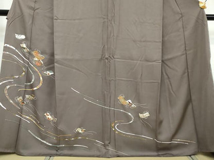 平和屋着物●訪問着　刺繍　誰が袖花蝶文　金彩　正絹　逸品　DABI2863ud