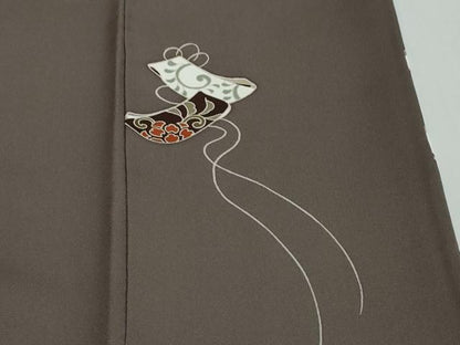 平和屋着物●訪問着　刺繍　誰が袖花蝶文　金彩　正絹　逸品　DABI2863ud