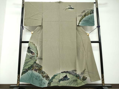 平和屋着物●友禅作家　河野栖山　訪問着　雪輪人物草花文　暈し染め　正絹　逸品　未使用　DABI2864ud