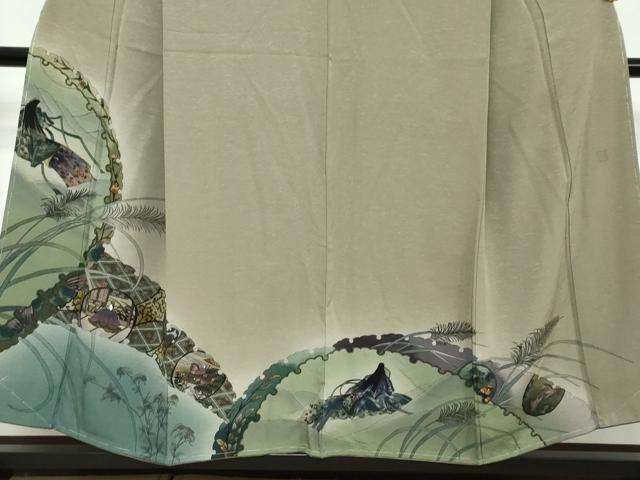 平和屋着物●友禅作家　河野栖山　訪問着　雪輪人物草花文　暈し染め　正絹　逸品　未使用　DABI2864ud